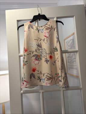 Floral Sleeveless Camisole Top - Cream